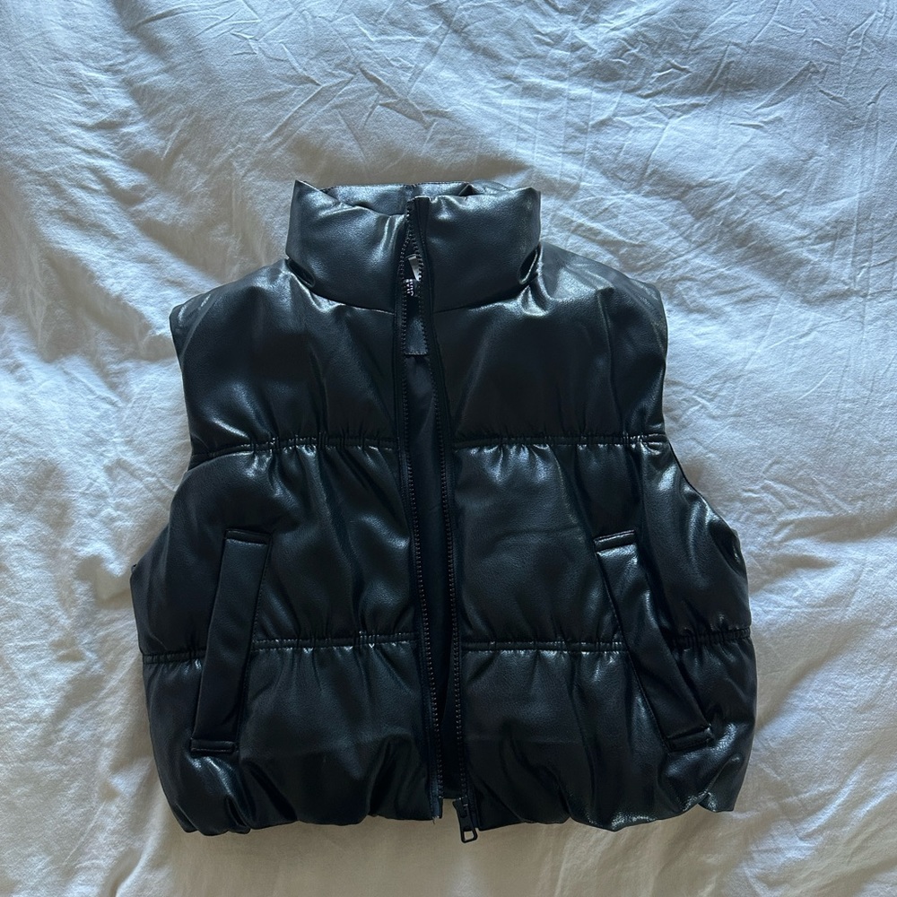 black leather vest